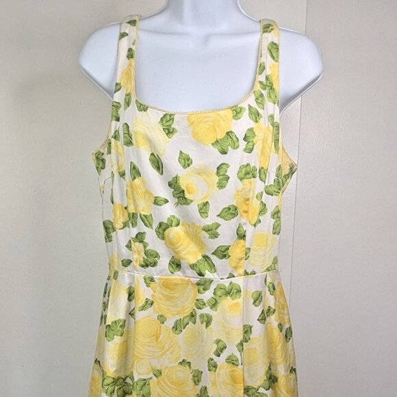 B. Smart Fit & Flare Dress Yellow Rose Sz 11/12 Sleeveless Scoop Neck Scalloped - Picture 1 of 12